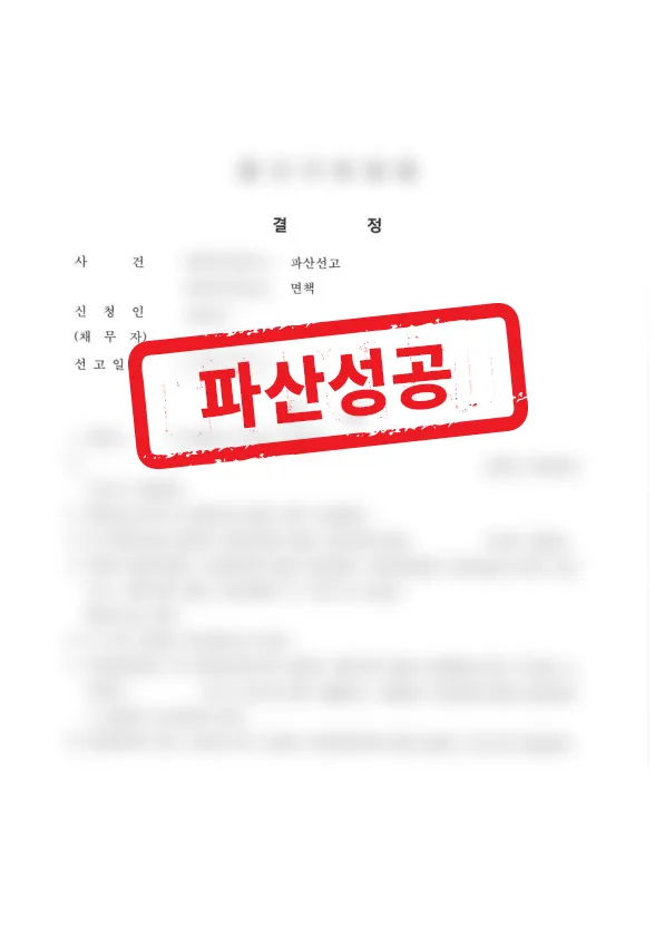 사업 실패 후 수억 원 채무,개인파산 면책 결과 자료