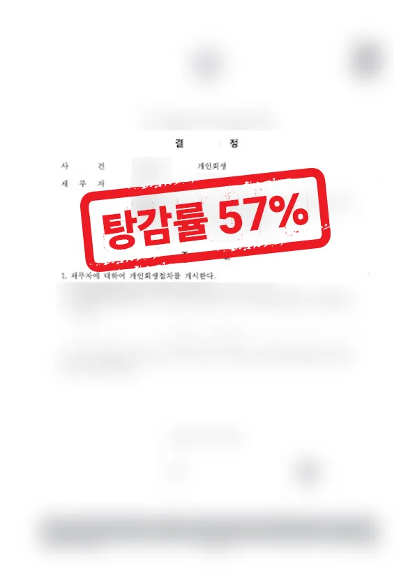 직장인 과다채무 개인회생 성공사례|채무 1억 2천만원 57% 탕감 결과 자료
